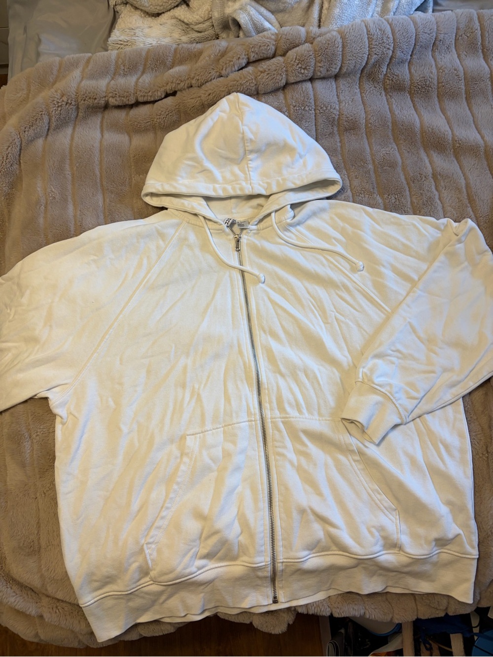 H&M Cream Zip Hoodie with Hood